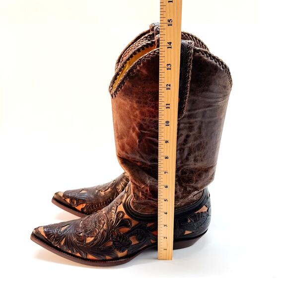 VTG Old Gringo Boot Star Cowboy Boots Mens 10D Hand Tooled Floral Filigree Rare